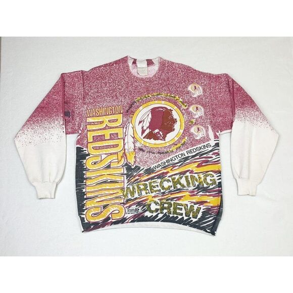Vintage NFL Redskins Commanders Sweatshirt XL All Over Print Football - Picture 2 of 9
